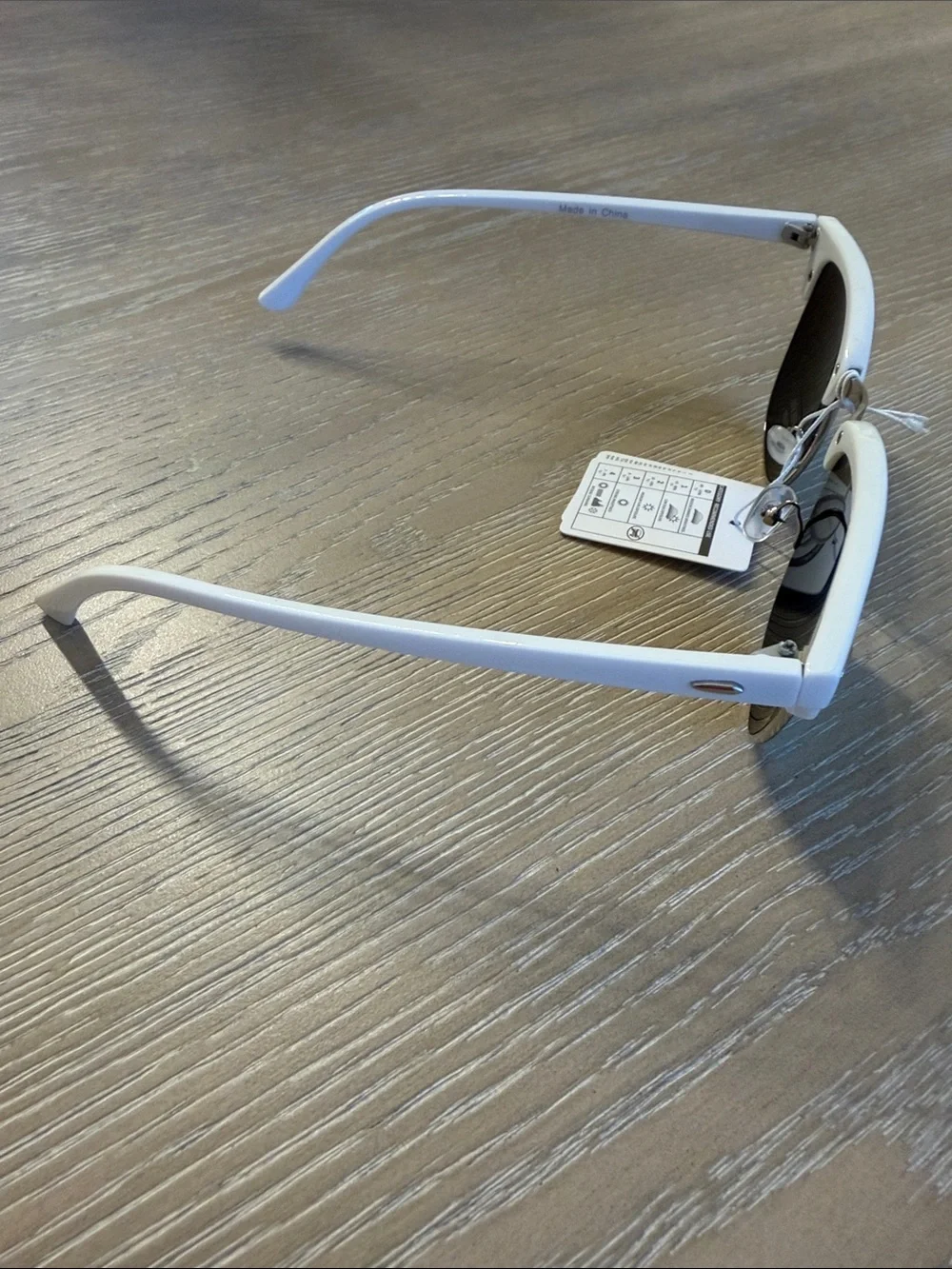 OWL White Frame Sunglasses with Green Mirrored Lenses